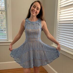 Jodi Kristopher Light Blue Lace Dress, Size 1